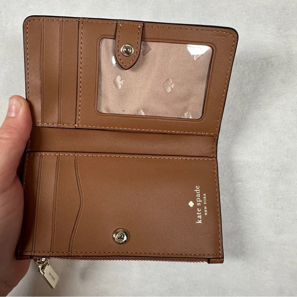 Kate‎ Spade Leila small slim bifold wallet Brown Leather